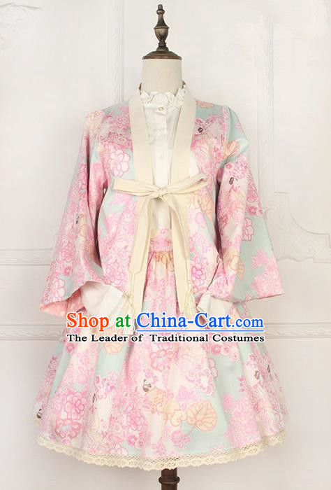 Traditional Japanese Restoring Ancient Kimono Costume Smock, China Modified Double Side Short Cardigan Sweet Jacket for Women