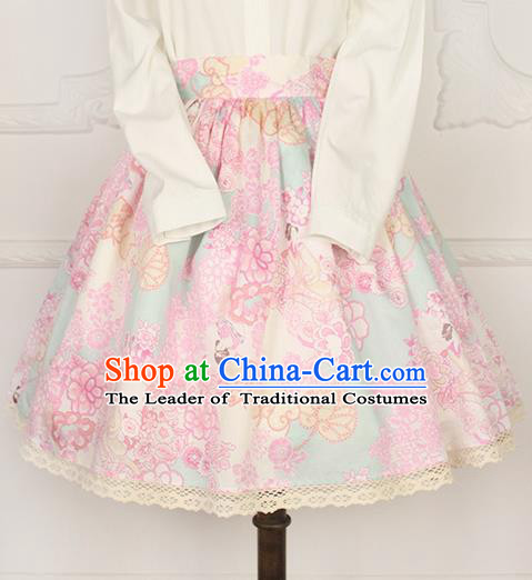 Traditional Japanese Restoring Ancient Kimono Costume Small Skirt, China Modified Short Sweet Lace Skirt for Women