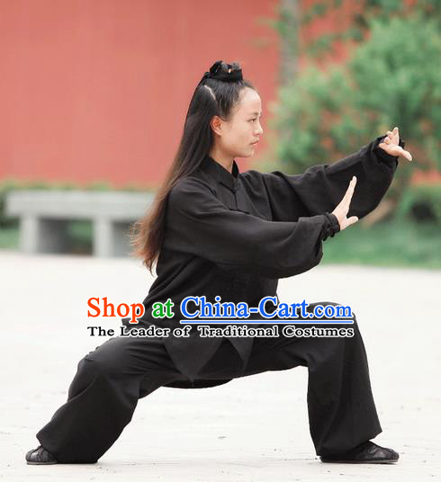 Traditional Chinese Wudang Uniform Taoist Nun Uniform Kungfu Kung Fu Clothing Clothes Pants Shirt Supplies Wu Gong Outfits, Chinese Tang Suit Wushu Clothing Tai Chi Suits Uniforms for Women