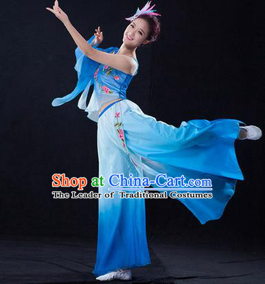 Traditional Chinese Classical Yangko Umbrella Dance Dress, Yangge Fan Dancing Costume Umbrella Dance Suits, Folk Dance Yangko Costume for Women
