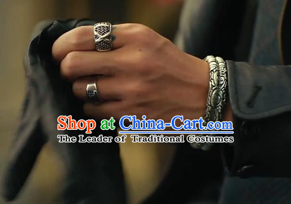 Traditional Chinese Ancient Jewelry Accessories, Ancient Chinese Ring and Bracelet Complete Set for Men