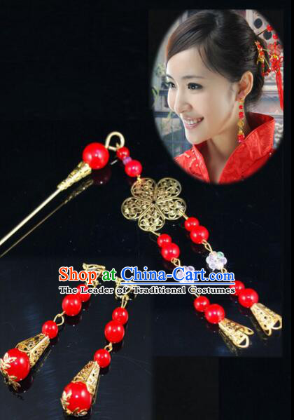 Chinese Traditional Style Head Wear Set Head Pins Ear Ring Tassels Wedding