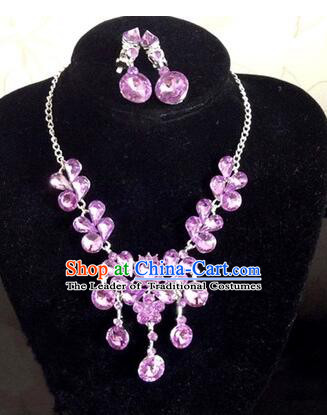Ancient Style Accessories Necklace Chain Ear Wearing Set Wedding Decorating Jing Hong WU Empresses in the Palace Purple
