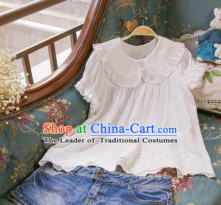 Traditional Classic Women Clothing, Traditional Palace Princess Cotton Embroidered Blouse, Princess Lace Blouse