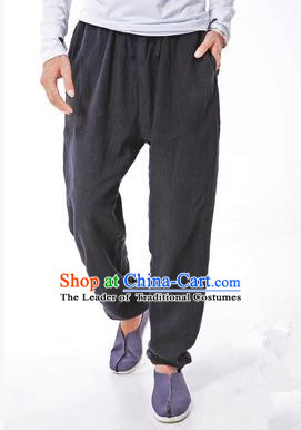 Traditional Chinese Linen Tang Suit Trousers, Chinese Ancient Costumes Signature Cotton Leg Pants Lay Pants Zen Pants
