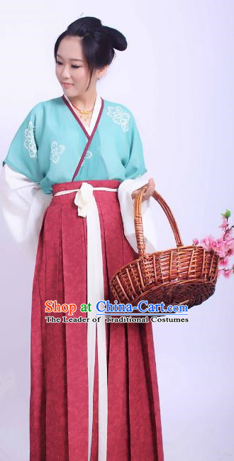 Traditional Chinese Tang Dynasty Princess Embroidered Costume, Asian China Ancient Imperial Concubine Hanfu Clothing for Women