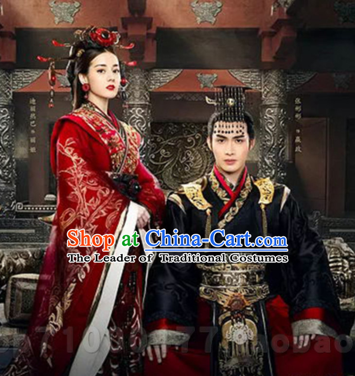 Traditional Ancient Chinese Imperial Lady Wedding Dresses with Long Trail