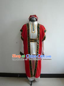 Traditional Chinese Uyghur Nationality Dancing Costume Folk Dance Ethnic Uigurian Dance Costume for Men