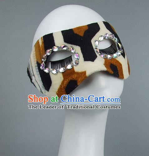 Top Grade Handmade Exaggerate Fancy Ball Model Show Leopard Mask, Halloween Ceremonial Occasions Face Mask