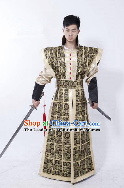 Traditional Ancient Chinese Swordsman Costume, Asian Chinese Ming Dynasty General Clothing for Men