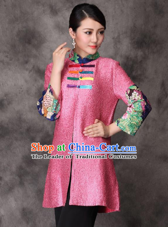 Traditional Chinese National Costume Elegant Hanfu Cheongsam Jacket, China Tang Suit Plated Buttons Chirpaur Coat for Women