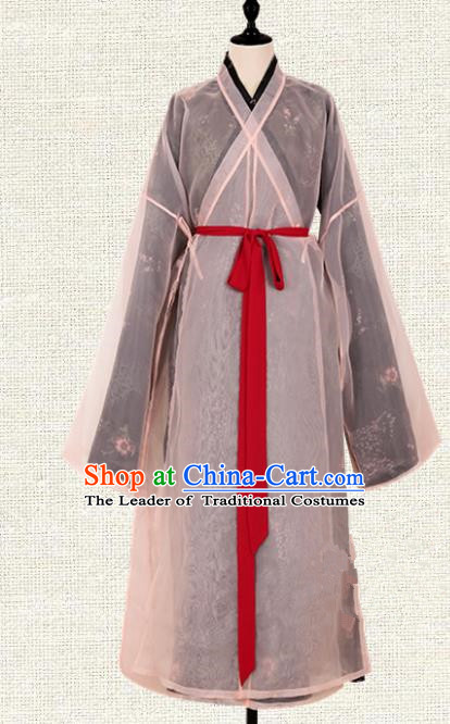 Asian China Jin Dynasty Palace Lady Embroidered Dragons Clothing, Traditional Ancient Chinese Imperial Princess Hanfu Clothing for Women