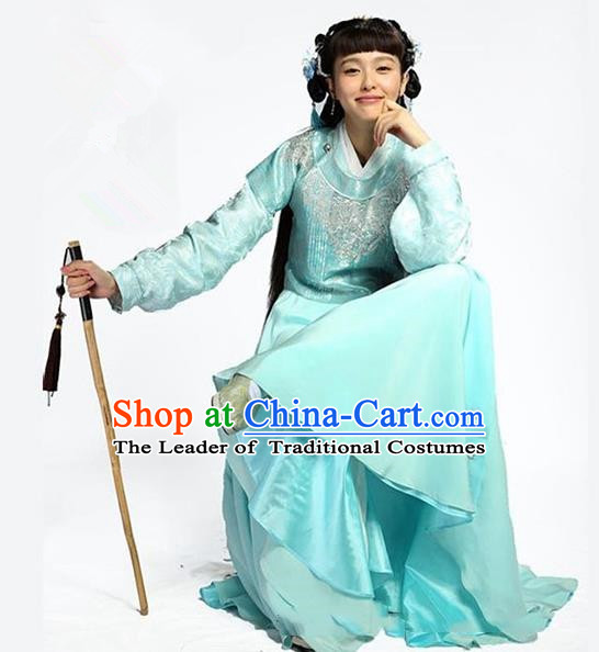 Traditional Ancient Chinese Young Lady Costume, Elegant Hanfu Clothing Chinese Ming Dynasty Swordswoman Embroidered Clothing for Women