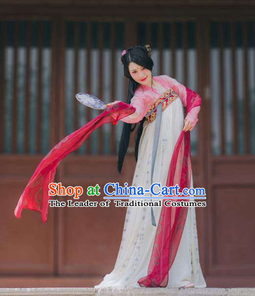 Traditional Chinese Ancient Costume Princess Blouse and Slip Skirt, Asian China Tang Dynasty Palace Lady Hanfu Clothing for Women