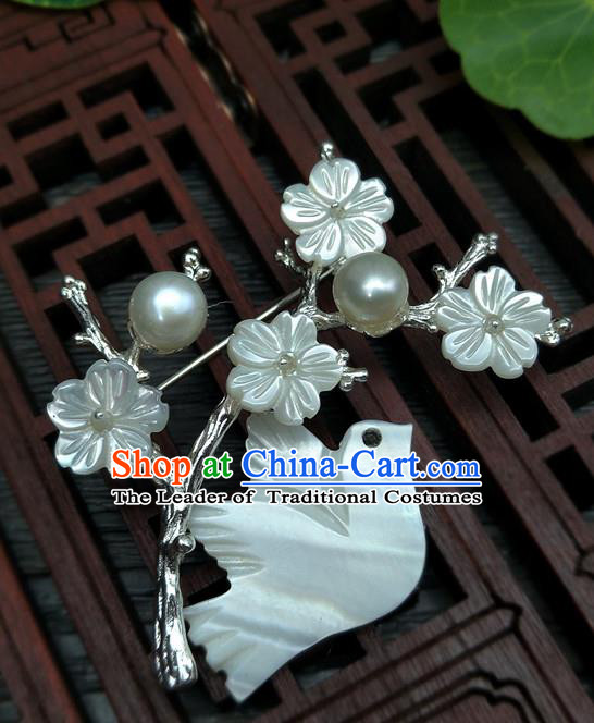 Traditional Handmade Chinese Ancient Classical Hanfu Birds Breastpin Brooch for Women