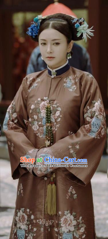 Story of Yanxi Palace Traditional Ancient Chinese Qing Dynasty Imperial Concubine Costume, Chinese Manchu Lady Embroidered Clothing for Women