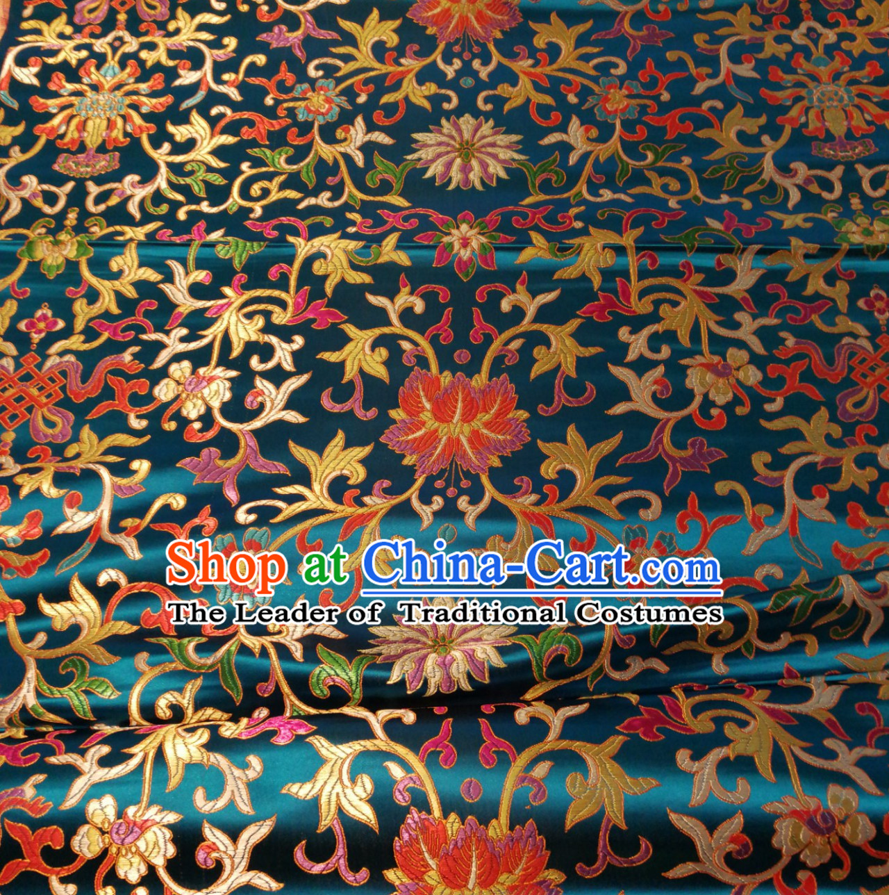 Lake Blue Color Chinese Traditional Pattern Design Brocade Fabric Silk Fabric Chinese Fabric Asian Material