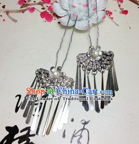 Traditional Chinese Ancient Classical Hair Accessories Bride Tassel Step Shake Hairpins for Women