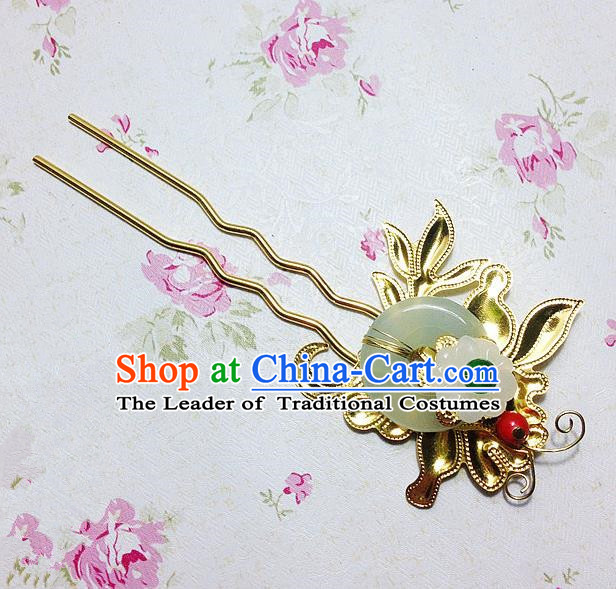 Traditional Chinese Ancient Classical Hair Accessories Hanfu Jade Hair Clip Step Shake Bride Hairpins for Women