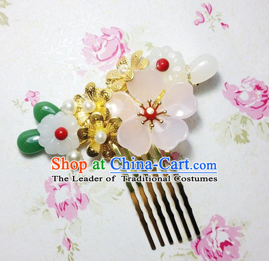 Traditional Chinese Ancient Classical Hair Accessories Hanfu Hair Comb Step Shake Bride Hairpins for Women