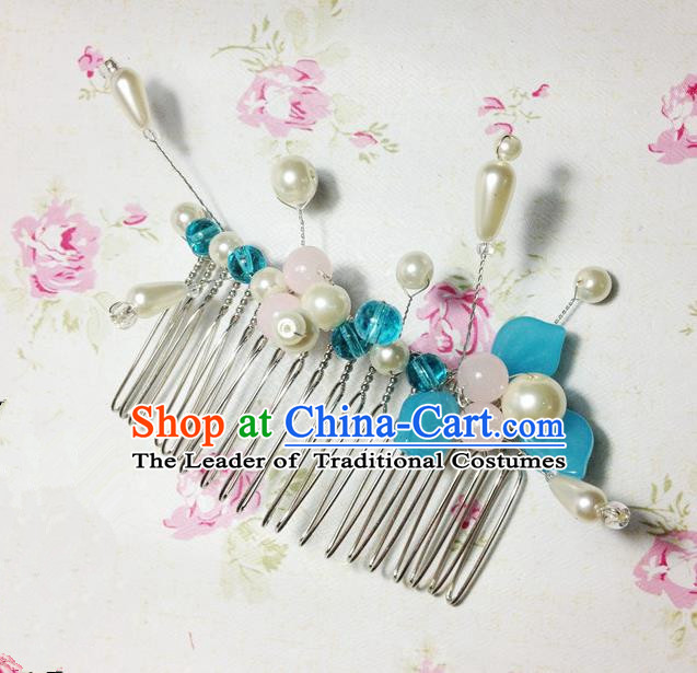 Traditional Chinese Ancient Classical Hair Accessories Hanfu Pearls Hair Comb Bride Hairpins for Women