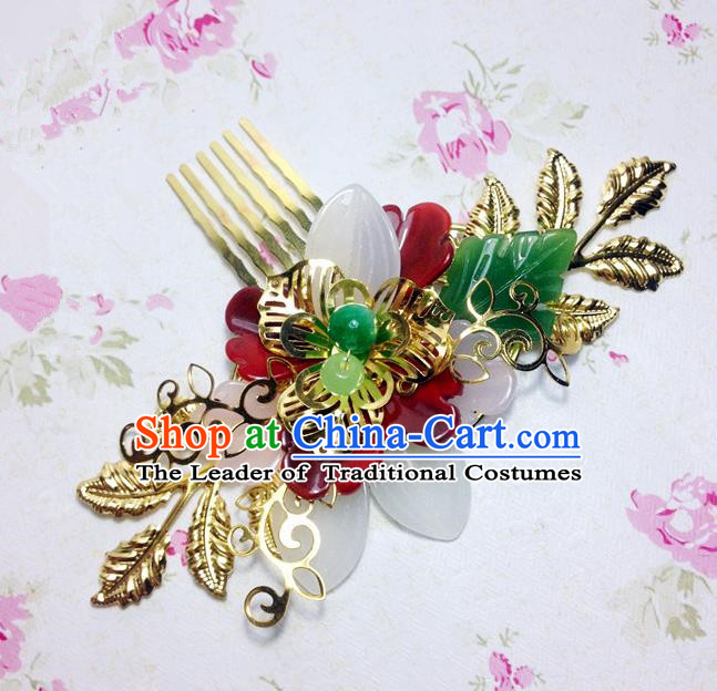 Traditional Chinese Ancient Classical Hair Accessories Hanfu Xiuhe Suit Hair Comb Bride Hairpins for Women