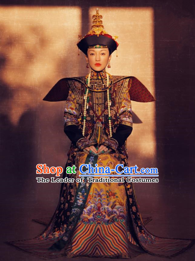 Traditional Ancient Chinese Imperial Consort Costume Chinese Qing Dynasty Manchu Lady Mandarin Clothing for Women
