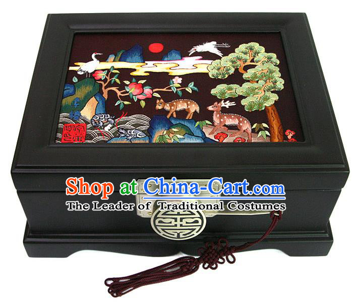 Traditional Korean Craft Handmade Embroidery Cosmetic Container, Asian Korean Wedding Jewellery Box for Women