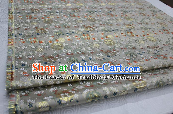 Chinese Traditional Royal Palace Kimono Grey Brocade Cheongsam Fabric, Chinese Ancient Costume Satin Hanfu Tang Suit Material