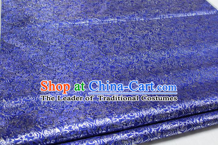 Chinese Traditional Royal Palace Pattern Cheongsam Royalblue Brocade Fabric, Chinese Ancient Costume Satin Hanfu Material