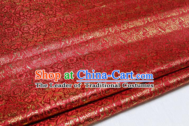 Chinese Traditional Royal Palace Pattern Cheongsam Red Brocade Fabric, Chinese Ancient Costume Satin Hanfu Material