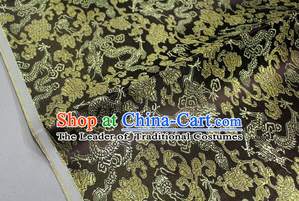 Chinese Traditional Ancient Costume Palace Dragons Pattern Mongolian Robe Deep Coffee Brocade Tang Suit Fabric Hanfu Material