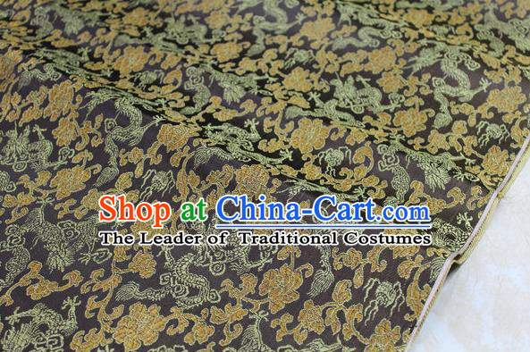 Chinese Traditional Ancient Costume Palace Dragons Pattern Mongolian Robe Coffee Brocade Tang Suit Fabric Hanfu Material