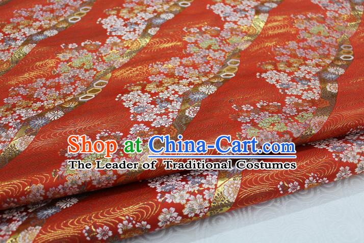 Chinese Traditional Ancient Costume Palace Kimono Pattern Mongolian Robe Red Brocade Tang Suit Fabric Hanfu Material