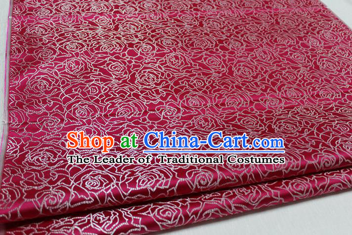 Chinese Traditional Ancient Costume Palace Rose Pattern Cheongsam Amaranth Brocade Tang Suit Fabric Hanfu Material