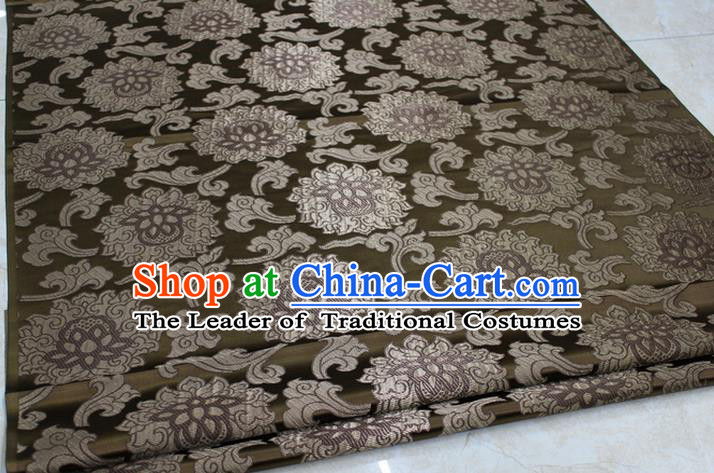 Chinese Traditional Ancient Costume Palace Lotus Pattern Mongolian Robe Bronze Brocade Tang Suit Fabric Hanfu Material