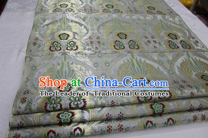 Chinese Traditional Ancient Costume Palace Pattern Cheongsam Tibetan Robe White Brocade Tang Suit Fabric Hanfu Material