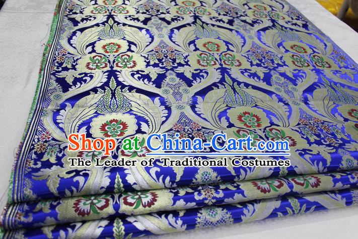 Chinese Traditional Ancient Costume Palace Pattern Cheongsam Tibetan Robe Royalblue Brocade Tang Suit Fabric Hanfu Material