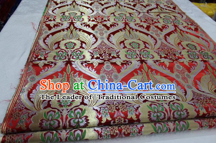 Chinese Traditional Ancient Costume Palace Pattern Cheongsam Tibetan Robe Red Brocade Tang Suit Fabric Hanfu Material