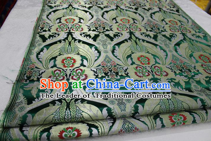 Chinese Traditional Ancient Costume Palace Pattern Cheongsam Tibetan Robe Green Brocade Tang Suit Fabric Hanfu Material
