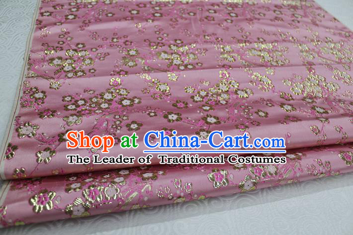 Chinese Traditional Ancient Costume Palace Wintersweet Pattern Cheongsam Pink Brocade Tang Suit Satin Fabric Hanfu Material