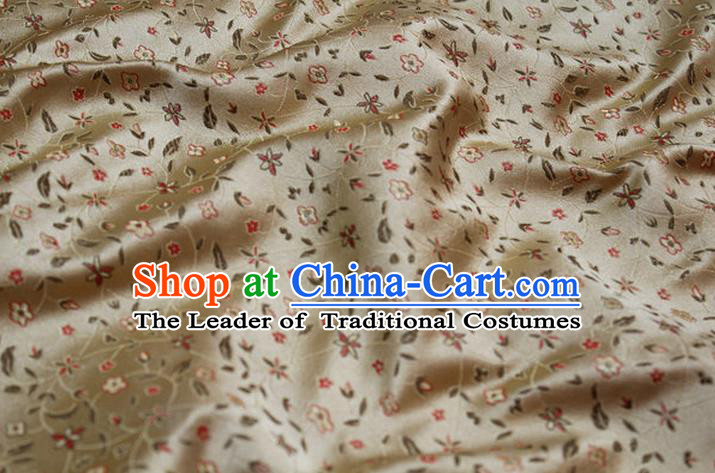 Chinese Traditional Ancient Costume Palace Flowers Pattern Cheongsam Golden Brocade Tang Suit Satin Fabric Hanfu Material