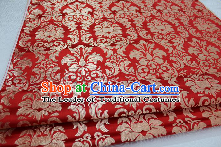 Chinese Traditional Ancient Costume Palace Pattern Xiuhe Suit Red Brocade Cheongsam Satin Fabric Hanfu Material