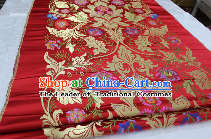 Chinese Traditional Ancient Costume Royal Palace Pattern Tang Suit Wedding Dress Red Brocade Cheongsam Satin Fabric Hanfu Material