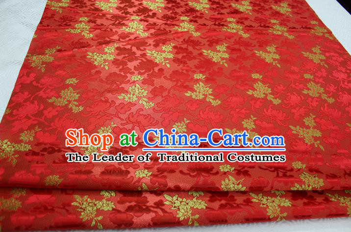 Chinese Traditional Wedding Clothing Palace Pattern Tang Suit Cheongsam Red Brocade Ancient Costume Satin Fabric Hanfu Material