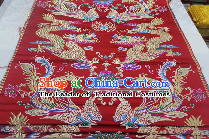 Chinese Traditional Wedding Clothing Palace Dragon Phoenix Pattern Xiuhe Suit Cheongsam Brocade Ancient Costume Satin Fabric Hanfu Material
