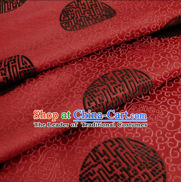 Chinese Traditional Royal Court Pattern Wine Red Brocade Ancient Costume Tang Suit Cheongsam Bourette Fabric Hanfu Material
