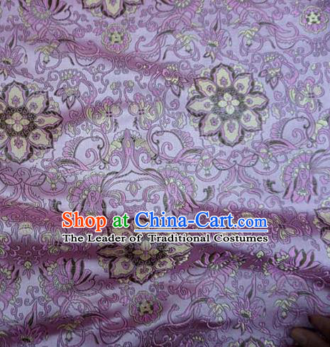 Chinese Traditional Royal Court Flowers Pattern Purple Brocade Ancient Costume Tang Suit Cheongsam Bourette Fabric Hanfu Material