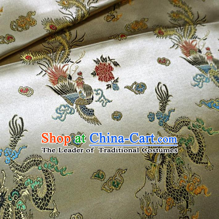 Chinese Traditional Royal Court Dragon Phoenix Pattern Yellow Brocade Xiuhe Suit Fabric Ancient Costume Tang Suit Cheongsam Hanfu Material