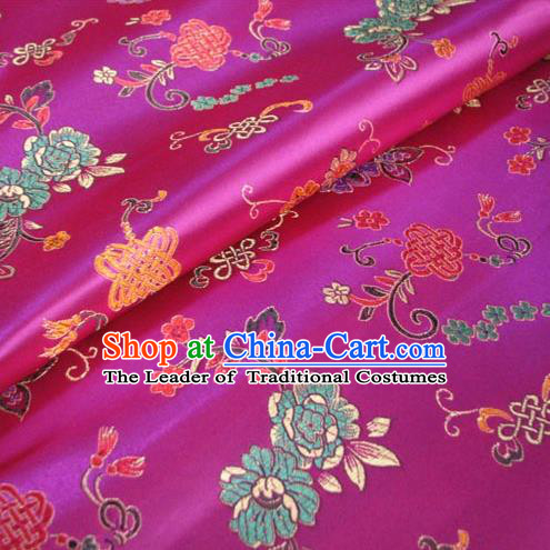 Chinese Traditional Royal Palace Chinese Knots Pattern Design Rosy Brocade Xiuhe Suit Fabric Ancient Costume Tang Suit Cheongsam Hanfu Material